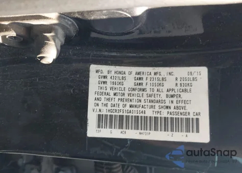 2016 Honda Accord Sport z USA, uszkodzony, nr VIN 1HGCR2F51GA015548